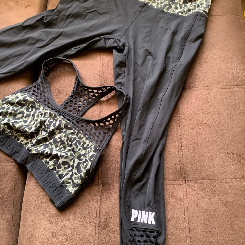 Victoria secret leggings and sports bra set black and Camo